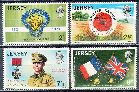 JERSEY   - 1971   Anniversary of the British Legion   FULL SET  -  FINE MINT