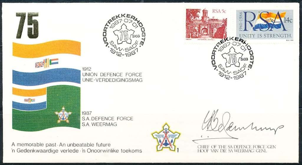 RSA  MILITARY -  SADF COVER   no1  -  SIGNED -   FINE ITEM
