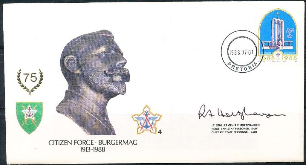 RSA  MILITARY -  SADF COVER   no 4  -  SIGNED -   FINE ITEM
