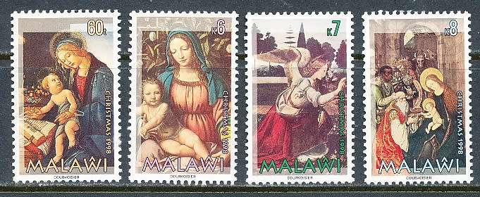 MALAWI  1998 -     Christmas - Religious Paintings   FULL  SET   -  FINE  MINT