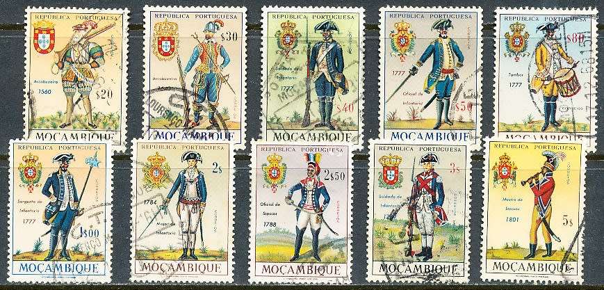 MOZAMBIQUE   - 1967  -   Military Uniforms   SET  to 5E  -   FINE USED