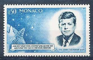 MONACO  1964  -   Kennedy Commemoration  SINGLE ISSUE  - FINE  MINT