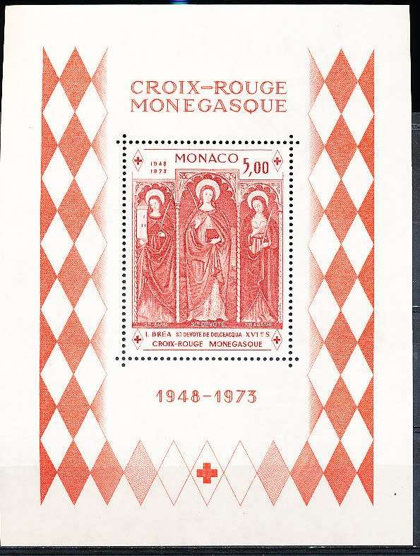 MONACO  1973   -  Red Cross  MINI-SHEET  - FINE  MINT