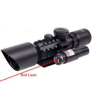 3 - 10 x 42 Rifle Scope + Laser sight Mil-Dot Rifle Scope
