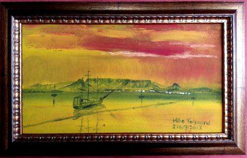 FRAMED MIKE TALJAARD ORIGINAL OIL PAINTING (TABLE MOUNTAIN 1820)