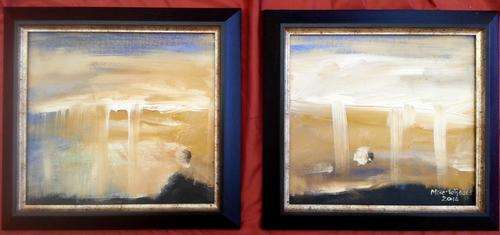 2 X FRAMED MIKE TALJAARD ORIGINAL OIL PAINTINGS  (ABSTRACT ART)