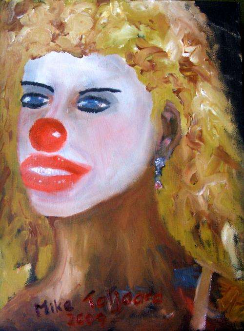 ORIGINAL OIL PAINTING , JILIAN THE CLOWN  by Mike Taljaard