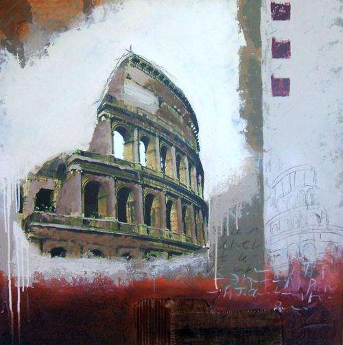 MASSIVE 100 X 100CM ORIGINAL OIL PAINTING, COLLOSSEUM
