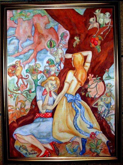 FRAMED ORIGINAL ACRYLIC,  FARY TALE SIGNED AND DATED 1972