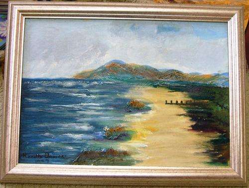 CRAZY R1 START, FRAMED OIL PAINTING SEA SCENE BY RONELLE BASSETT 1997