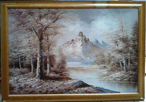 CRAZY R1 START,  FRAMED OIL PAINTING (RIVER SCAPE)