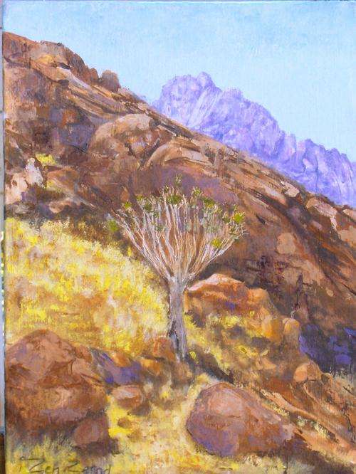 ORIGINAL OIL ON CANVAS BOARD, SPITZKOPT SURROUNDS BY  BEN BERND