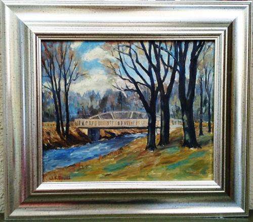 CRAZY R1 START, ORIGINAL OIL ON BLOCKED CANVAS, RIVER CROSSING BY W.F. REVITT