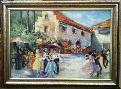 CRAZY R1 START, ORIGINAL OIL ON CANVAS BOARD, SUMMER FESTIVAL, SIGNED BY ARTIST