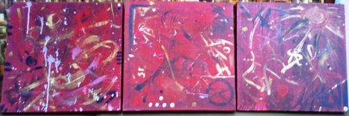 CRAZY R1 START, THREE X ORIGINAL OIL ON BLOCKED CANVASSES, ABSTRACT ART