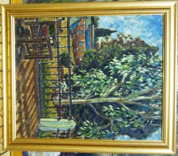 FRAMED ORIGINAL OIL ON BOARD (VERANDA VIEW)