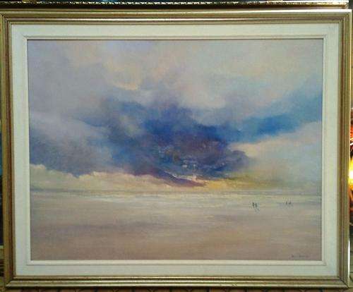 MASSIVE FRAMED ORIGINAL OIL ON BOARD, SEA SCAPE BY KEVIN STANLEY