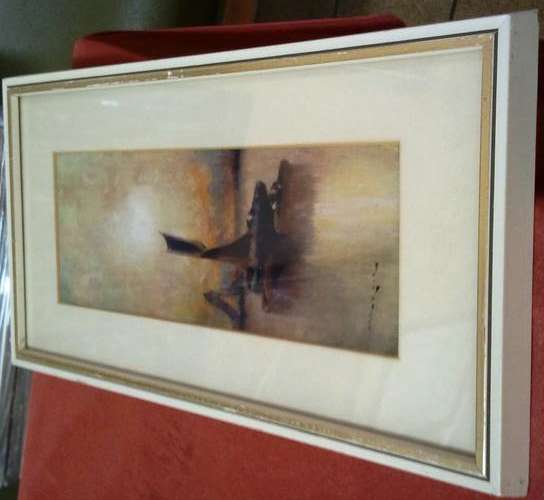 FRAMED PRINT, SUNSET BOATS