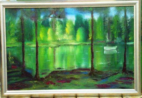 CRAZY R1 START, MIKE TALJAARD ORIGINAL. FRAMED OIL PAINTING (PRESLEY LAKE)