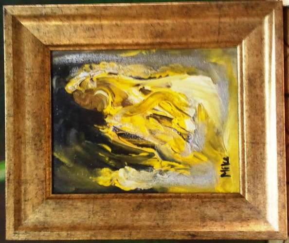 FRAMED ORIGINAL ACRYLIC ABSTRACT PAINTING ON CANVAS BOARD BY ARTIST MIKE TALJAARD 2009