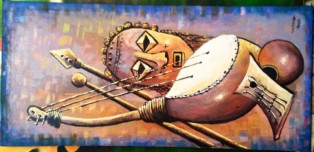 ORIGINAL OIL ON STRETCHED CANVAS (AFRICAN ART) BY LOKANDO 2002