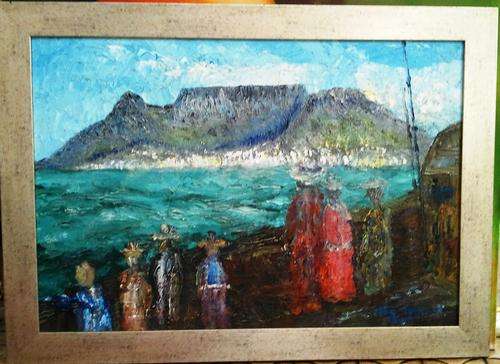 CRAZY R1 START, MIKE TALJAARD ORIGINAL. FRAMED OIL PAINTING, TABLE MOUNTAIN 2002