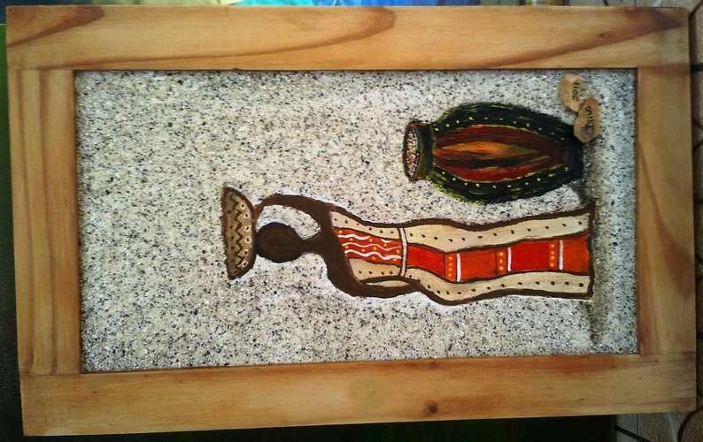 FRAMED ORIGINAL ACRYLIC, ONE AFRICAN WOMAN BY DINA BURGER