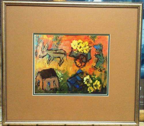 FRAMED FRANS KLAERHOUT, "MEN AND FLOWERS"  THE REPRODUCTION WAS SIGNED AGAIN BY KLAERHOUT