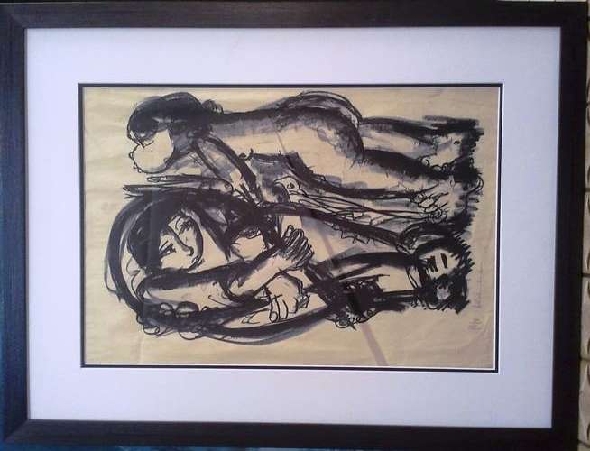 FRAMED FRANS CLAERHOUT PRINT, "LOVING COUPLE 2"  THE PRINT WAS SIGNED BY CLAERHOUT