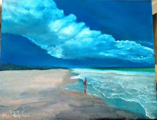 MIKE TALJAARD ORIGINAL OIL PAINTING ON BOARD CANVAS (WHERE THE WATER AND THE LAND MEETS)