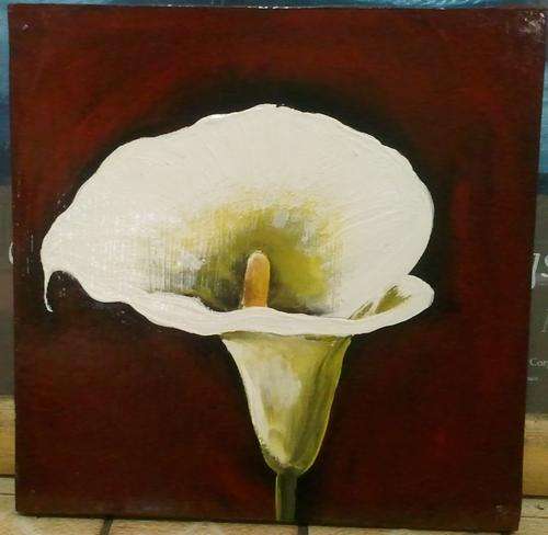 OIL ON BLOCKED CANVAS (STILL LIFE: ARUM M4) SIGNED BY ARTIST MARIE
