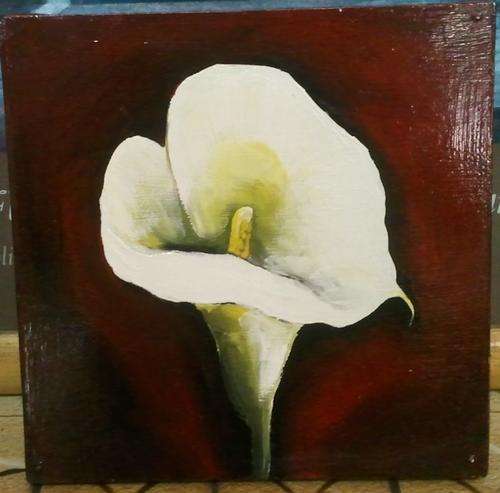 OIL ON BLOCKED CANVAS (STILL LIFE: ARUM M6) SIGNED BY ARTIST MARIE