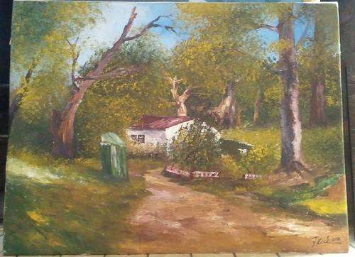 ORIGINAL OIL ON BOARD CANVAS (FARM STALL) SIGNED BY ARTIST J. KOCK 2009