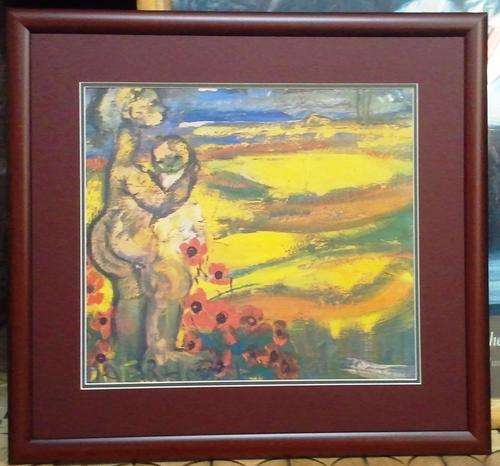 FRAMED FRANS CLAERHOUT PRINT, "MOTHER AND BABY LANDSCAPE"  THE PRINT WAS SIGNED AGAIN BY CLAERHOUT