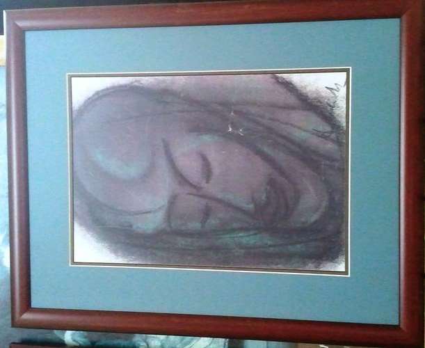 FRAMED FRANS CLAERHOUT PRINT, "SPIRITUAL" COPY SIGNED AGAIN BY CLAERHOUT