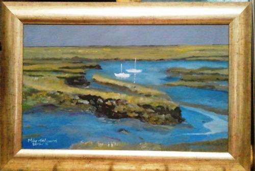 FRAMED MIKE TALJAARD ORIGINAL OIL ON BOARD CANVAS (KNYSNA LAGOON, LOW TIDE)