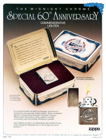 Zippo Collectible 60th Year Anniversary Lighter