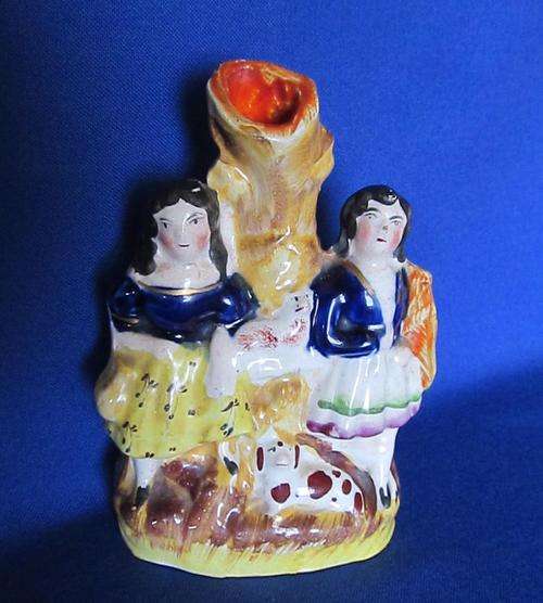 19thC Staffordshire Group Flat Back Spill Vase