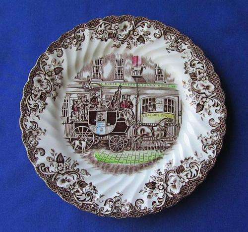 Johnson Bros. Brown Multi Colour "Coaching Scenes" Salad/Display Plate