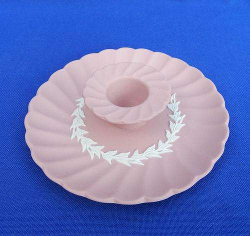 Wedgwood PINK Fluted Jasperware Candle Holder