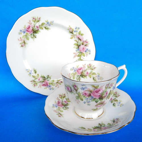 Royal Albert " Moss Rose " Trio - COUNTESS Shape - Made In England