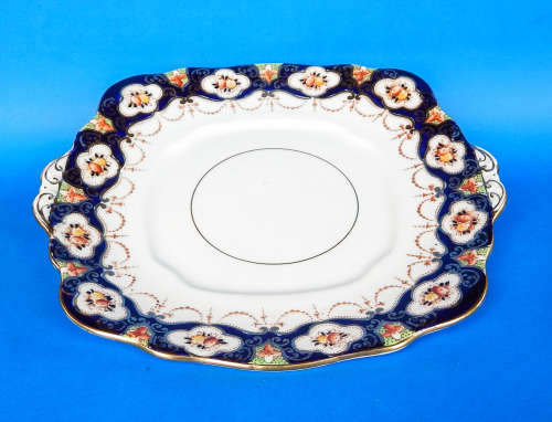 Royal Albert Crown China  " Un-Named Imari Pattern #657 " Cake Plate -1925-1927 - Made In England