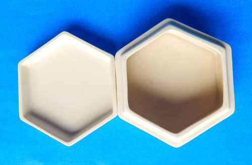 Wedgwood PRIMROSE YELLOW Jasperware "Prunus Blossom" Hexagonal Trinket Box