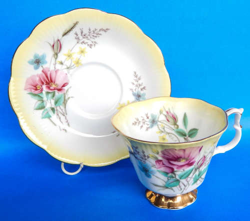 Royal Albert " Floral Harlequin " Yellow Duo Pattern # 4376 - Made In England