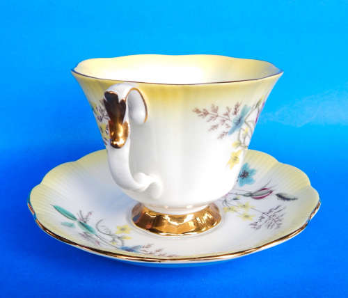 Royal Albert " Floral Harlequin " Yellow Duo Pattern # 4376 - Made In England