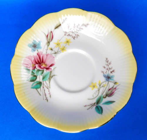 Royal Albert " Floral Harlequin " Yellow Duo Pattern # 4376 - Made In England