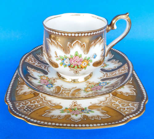 Royal Albert Crown China Rare " ROYALTY GOLD " Trio - Made In England