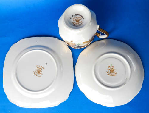 Royal Albert Crown China Rare " ROYALTY GOLD " Trio - Made In England