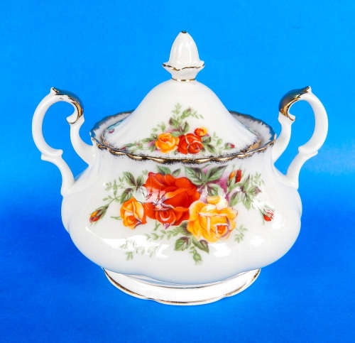 Royal Albert " PACIFIC ROSE " Two Handled Lidded Sugar Bowl - Made In England
