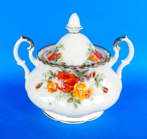Royal Albert " PACIFIC ROSE " Two Handled Lidded Sugar Bowl - Made In England